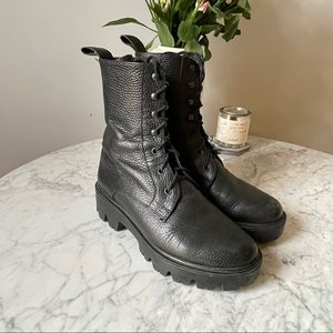 Leather combat boots
